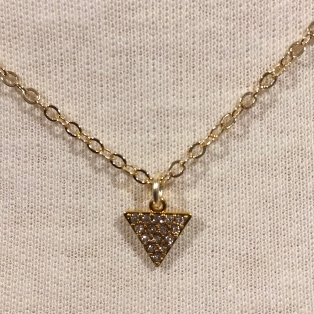 Mini Pave Triangle Necklace/Vintage Rose